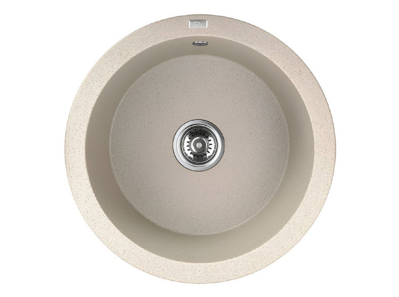 KOLMAN Küchenspüle Einzelbecken Dafne Rund Granitspüle, Rund, 51/51 cm, Beige, Space Saving Siphon GRATIS von KOLMAN