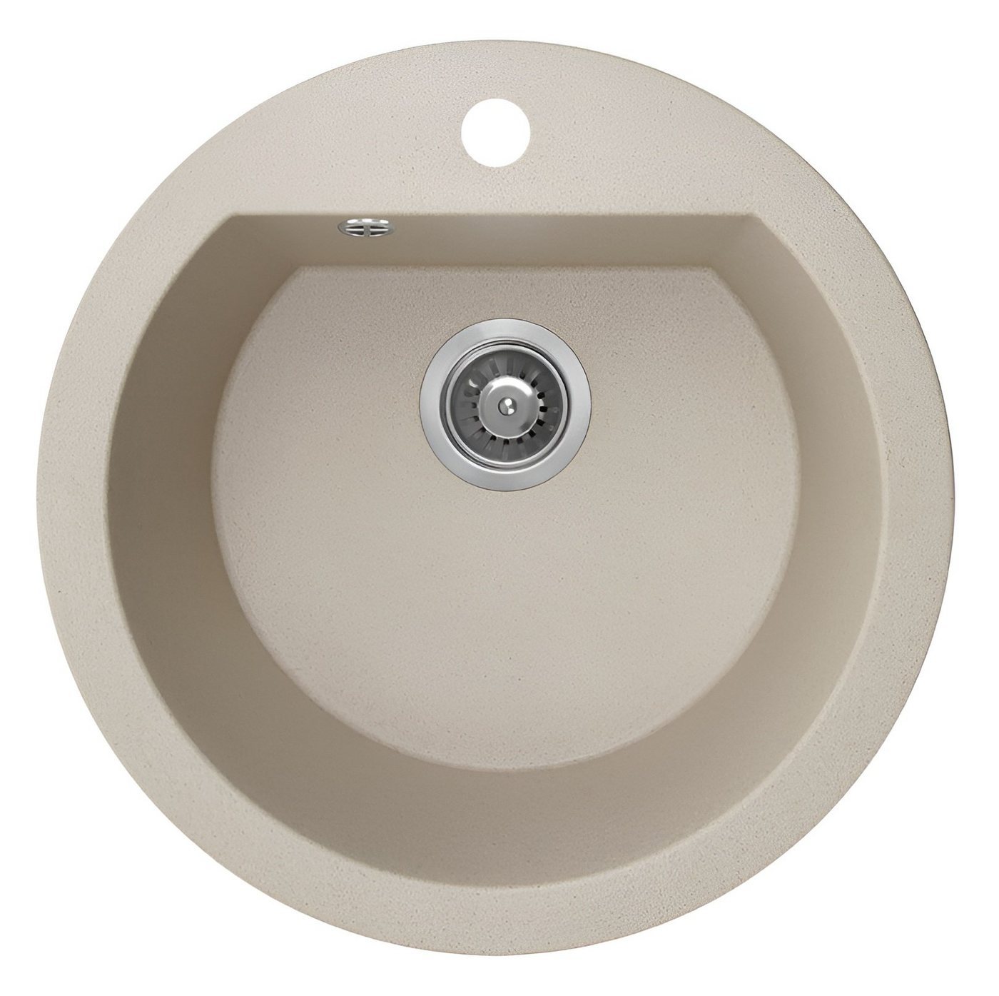 KOLMAN Küchenspüle Einzelbecken Dafne Rund Granitspüle, Rund, 51/51 cm, Beige, Space Saving Siphon GRATIS von KOLMAN