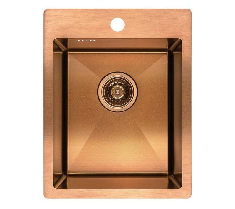 KOLMAN Küchenspüle Einzelbecken Marmara Stahl Spülbecken, Rechteckig, 48/37,5 cm, Space Saving Siphon GRATIS von KOLMAN