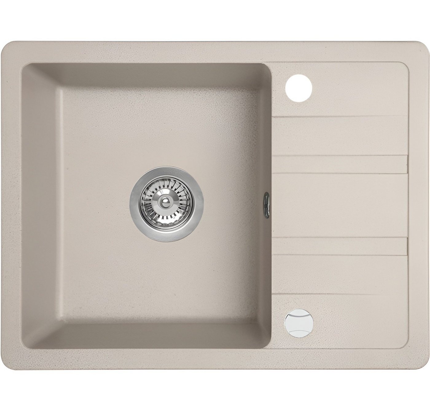 KOLMAN Küchenspüle Einzelbecken Stella Granitspüle, Rechteckig, 44/58 cm, Beige, Space Saving Siphon GRATIS von KOLMAN