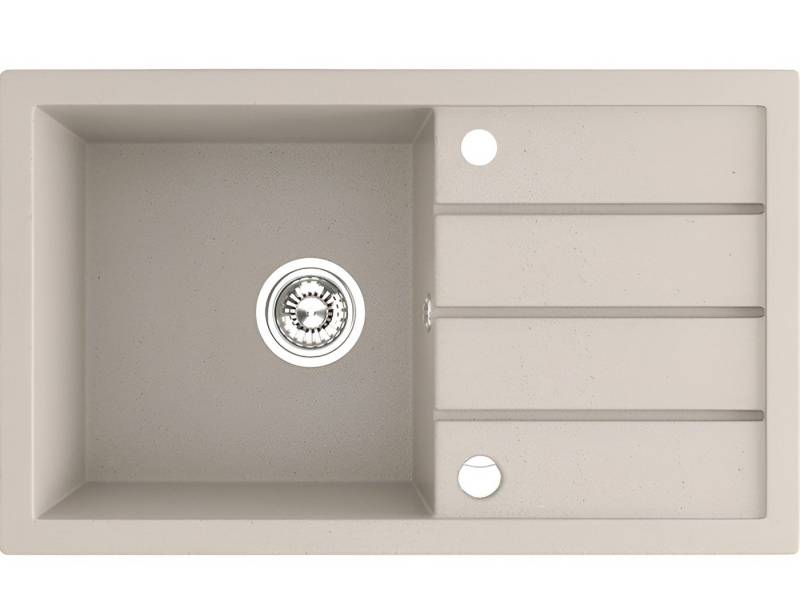 KOLMAN Küchenspüle Einzelbecken T.III Granitspüle, Rechteckig, 48/79 cm, Beige, Space Saving Siphon GRATIS von KOLMAN