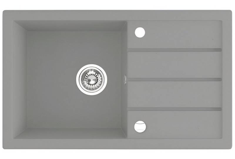 KOLMAN Küchenspüle Einzelbecken T.III Granitspüle, Rechteckig, 48/79 cm, Grau, Space Saving Siphon GRATIS von KOLMAN