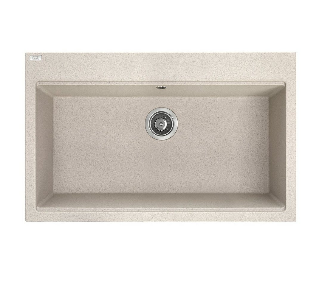 KOLMAN Küchenspüle Einzelbecken Tau Granitspüle, Rechteckig, 50/80 cm, Beige, Space Saving Siphon GRATIS von KOLMAN