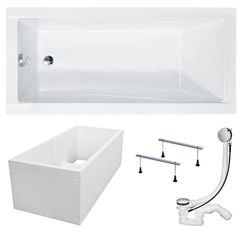 KOLMAN Badewanne Rechteck Modern 160x70 mit Wannenträger - Ablaufgarnitur VIEGA & Füße von KOLMAN