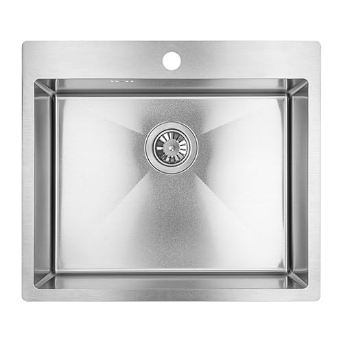 KOLMAN Spülbecken 51x59 cm Marmara Stahl Einzelbecken Inox mit Space Saving Siphon von KOLMAN