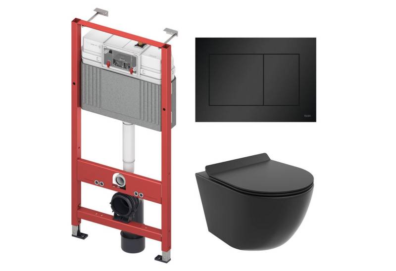 KOLMAN Tiefspül-WC WC SET: Vorwandelement TECE+Toilette Schwarz+Matte+Betätigungsplatte S, in Schwarz KOLMAN Tiefspül-WC WC SET: Vorwandelement TECE+Toilette Schwarz+Matte+Betätigungsplatte S, in Schwarz von KOLMAN