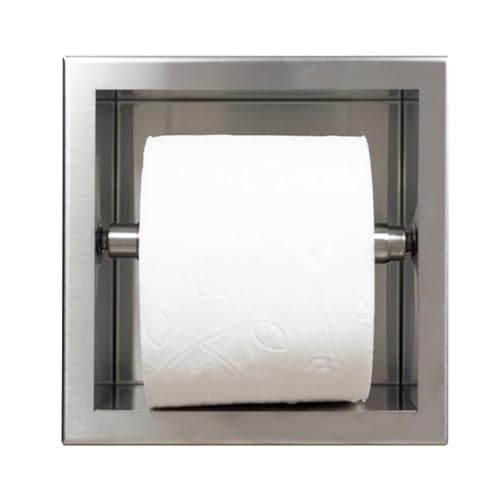 KOLMAN Toilettenpapierhalter Unterputz Wandnische Wall Box Paper 1 Silber Badezimmer Klopapierhalter von KOLMAN