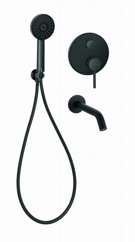 KOLMAN Unterputzarmatur DAFNI Unterputz Brausebatterie, Handbrause und Wasserhahn Set in Schwarz KOLMAN Unterputzarmatur DAFNI Unterputz Brausebatterie, Handbrause und Wasserhahn Set in Schwarz von KOLMAN