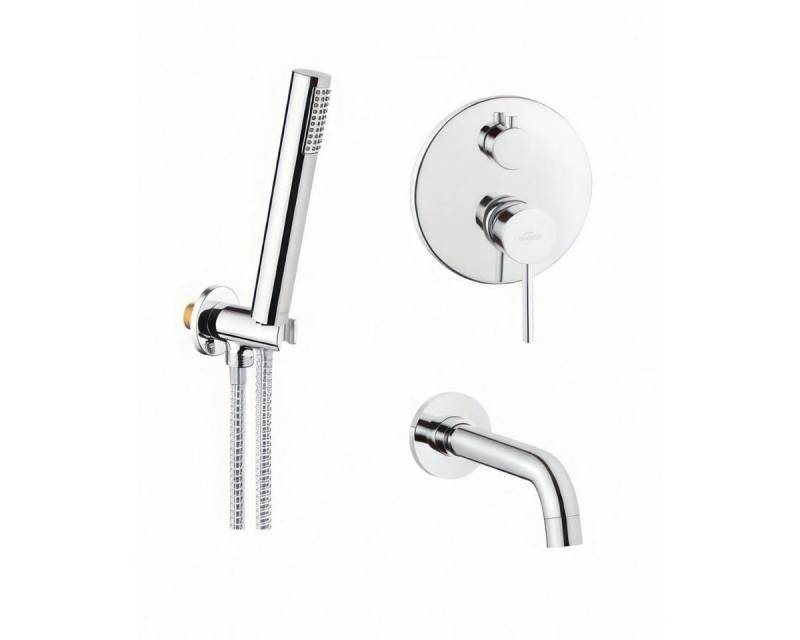 KOLMAN Unterputzarmatur DAFNI Unterputz Brausebatterie, Handbrause und Wasserhahn Set in Silber von KOLMAN