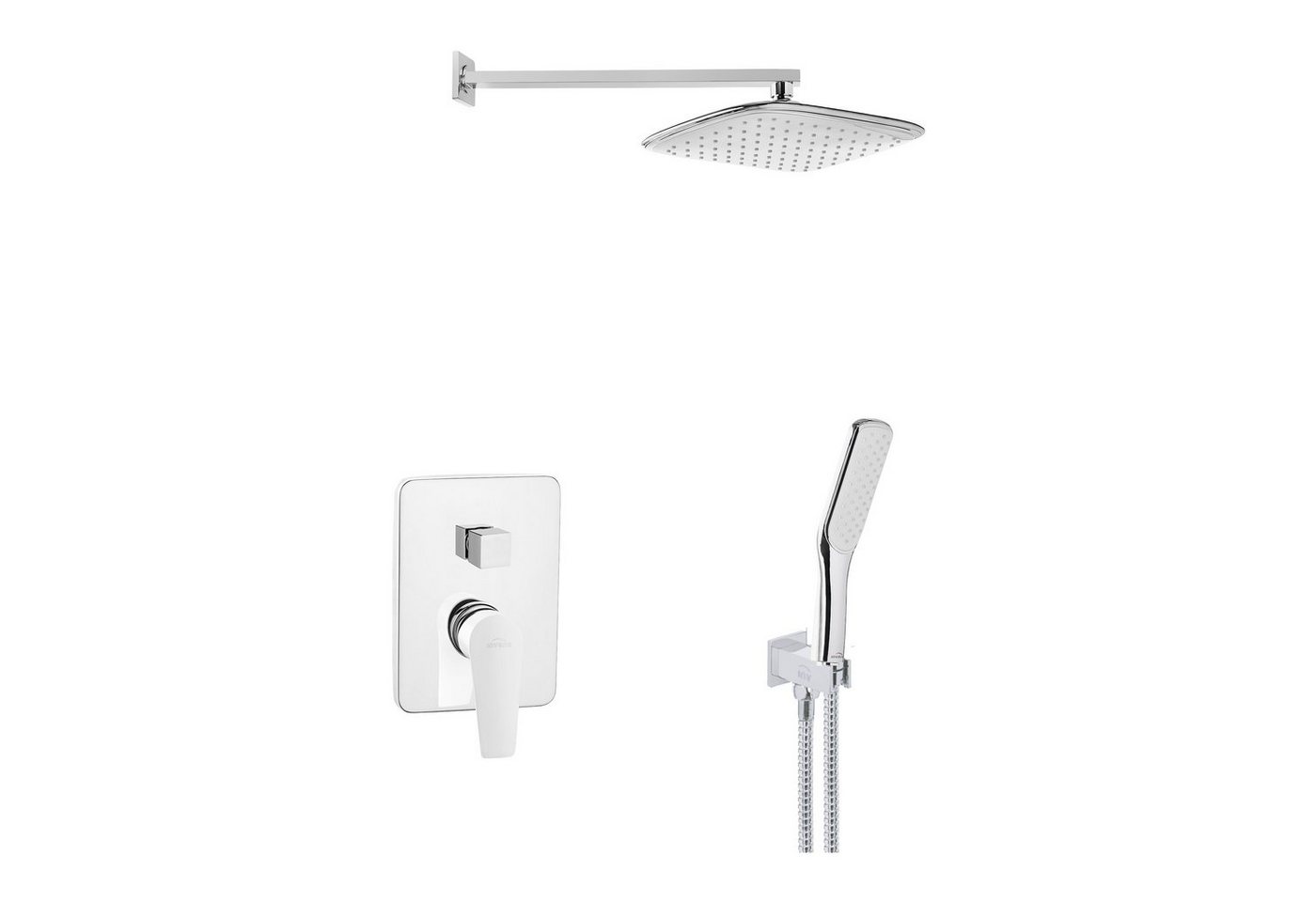 KOLMAN Unterputzarmatur DOKOS Unterputz-Duschset, Handbrause, Mischer und Regendusche in Silber KOLMAN Unterputzarmatur DOKOS Unterputz-Duschset, Handbrause, Mischer und Regendusche in Silber von KOLMAN