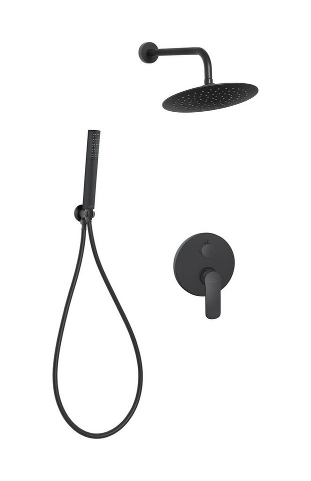 KOLMAN Unterputzarmatur SIROS Unterputz-Duschset, Handbrause, Mischer und Regendusche (Oval) in Schwarz von KOLMAN