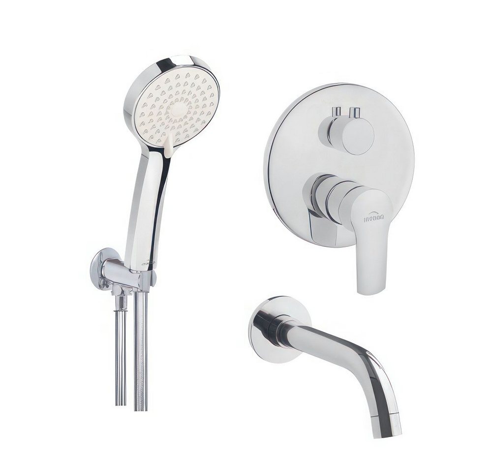 KOLMAN Unterputzarmatur VERSO Unterputz Brausebatterie, Handbrause und Wasserhahn Set in Silber KOLMAN Unterputzarmatur VERSO Unterputz Brausebatterie, Handbrause und Wasserhahn Set in Silber von KOLMAN