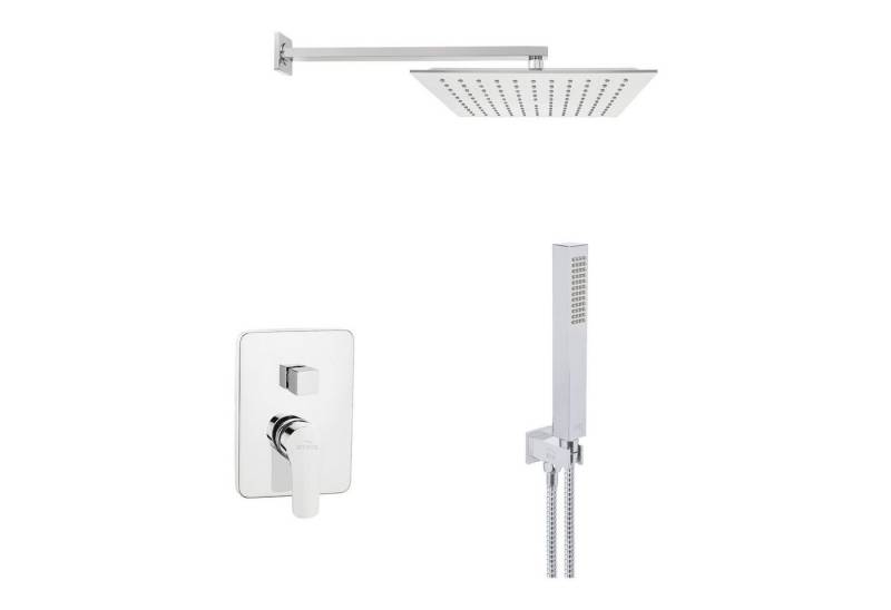 KOLMAN Unterputzarmatur VERSO Unterputz-Duschset, Handbrause, Mischer und Regendusche in Silber von KOLMAN
