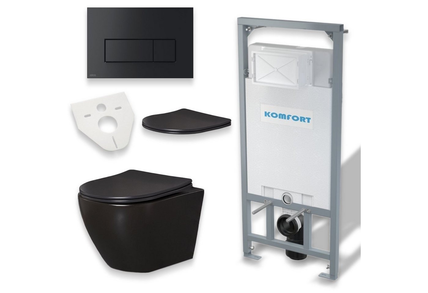 KOLMAN Vorwandelement WC SET: Wand-WC Delos Schwarz + C201 + Betätigungsplatte Schwarz, 9 l, inkl. Slim WC-Sitz mit Soft-close und Schallschutzmatte KOLMAN Vorwandelement WC SET: Wand-WC Delos Schwarz + C201 + Betätigungsplatte Schwarz, 9 l, inkl. Slim WC-Sitz mit Soft-close und Schallschutzmatte von KOLMAN