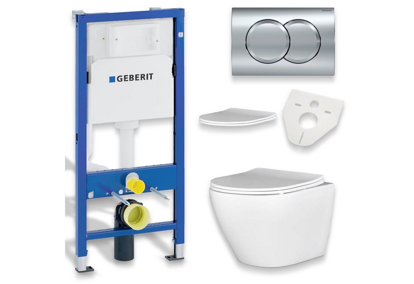 KOLMAN Vorwandelement WC SET: Wand-WC Desna Weiß + Geberit Duofix Basic UP 100 + Delta01 Chrom, inkl. Slim WC-Sitz mit Soft-close und Schallschutzmatte KOLMAN Vorwandelement WC SET: Wand-WC Desna Weiß + Geberit Duofix Basic UP 100 + Delta01 Chrom, inkl. Slim WC-Sitz mit Soft-close und Schallschutzmatte von KOLMAN
