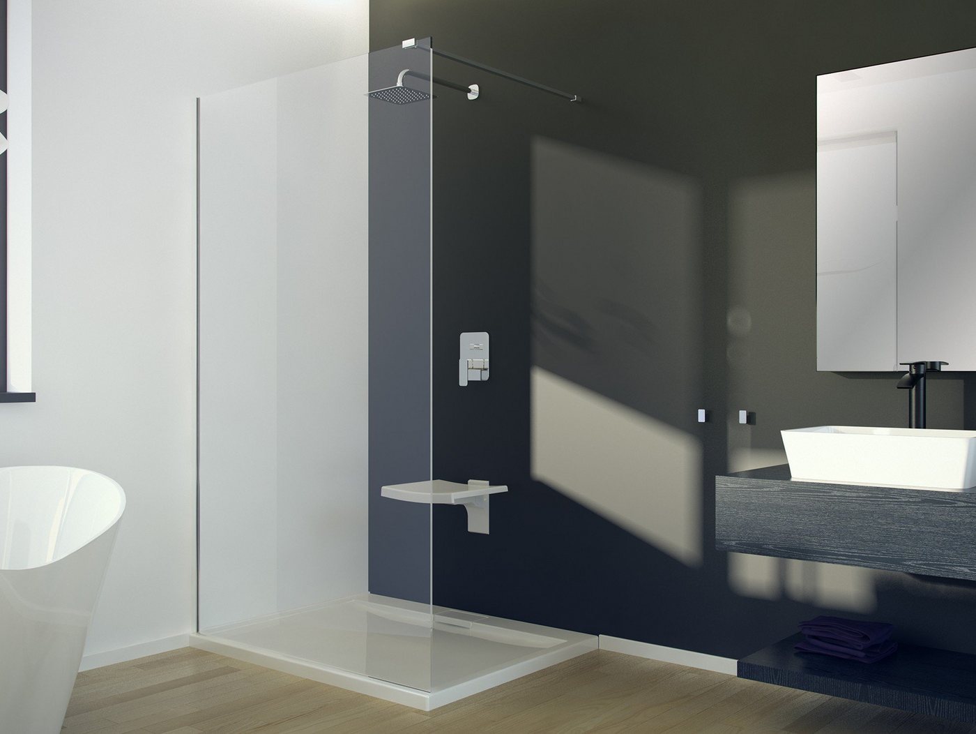 KOLMAN Walk-in-Dusche Aveo Duschwand Duschkabine, Sicherheitsglas, (Transparentes Glas), 90x195 cm von KOLMAN