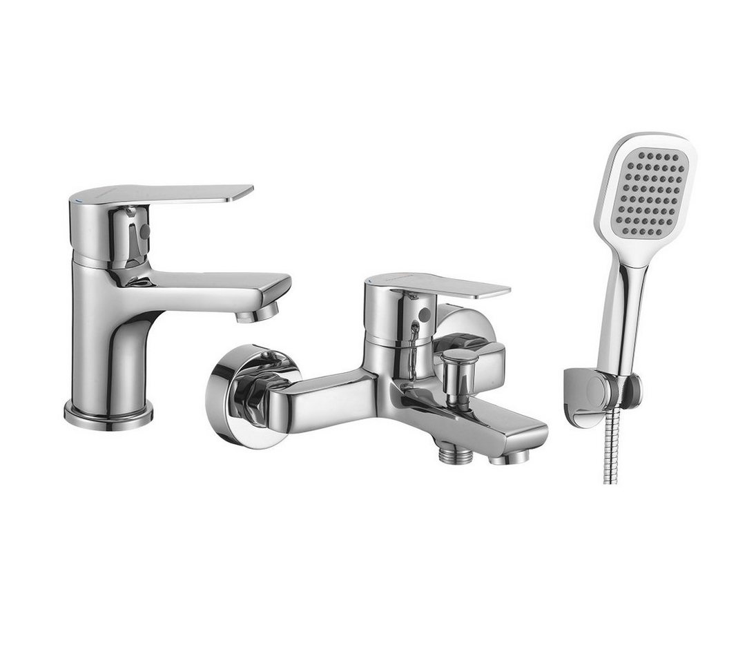 KOLMAN Wannenarmatur Set Badewannenarmatur Waschtischarmatur BORGO mit Handbrause in Chrom KOLMAN Wannenarmatur Set Badewannenarmatur Waschtischarmatur BORGO mit Handbrause in Chrom von KOLMAN