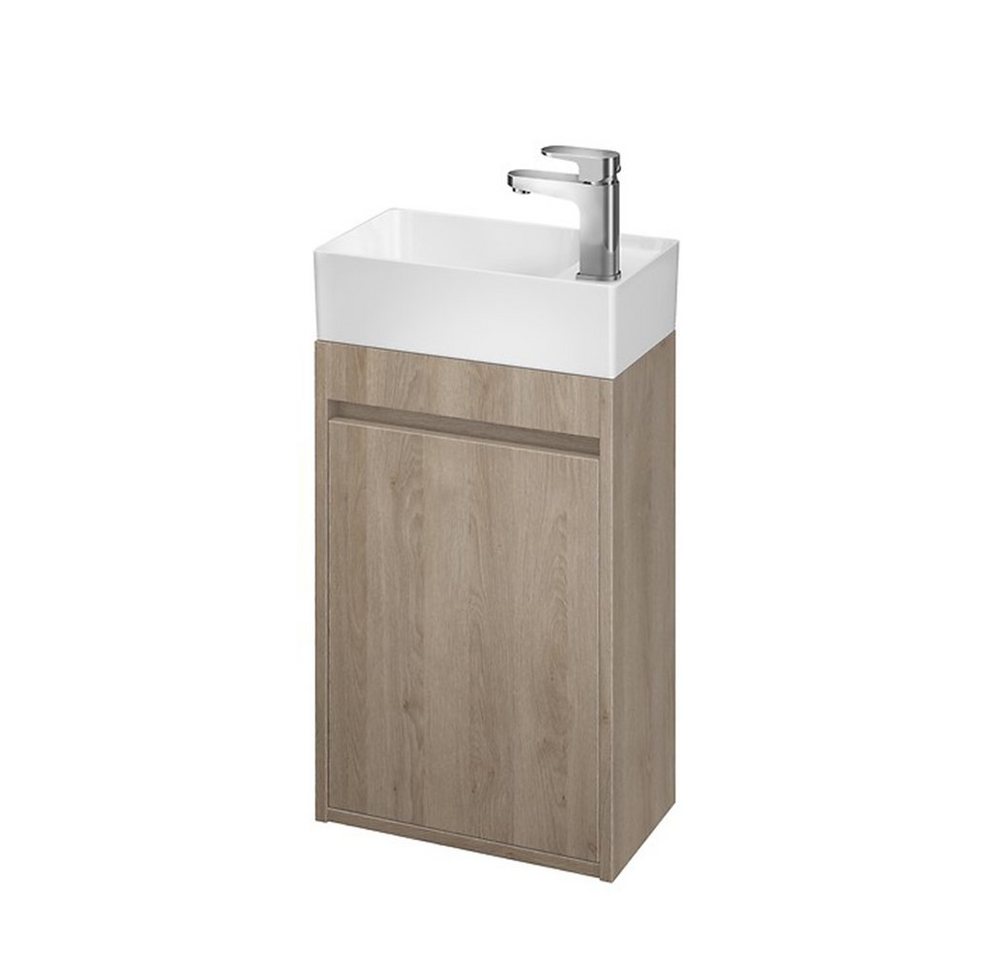 KOLMAN Waschbeckenunterschrank Badmöbel Set CREA 40 Badezimmerschrank mit Türen & Keramikwaschbecken von KOLMAN