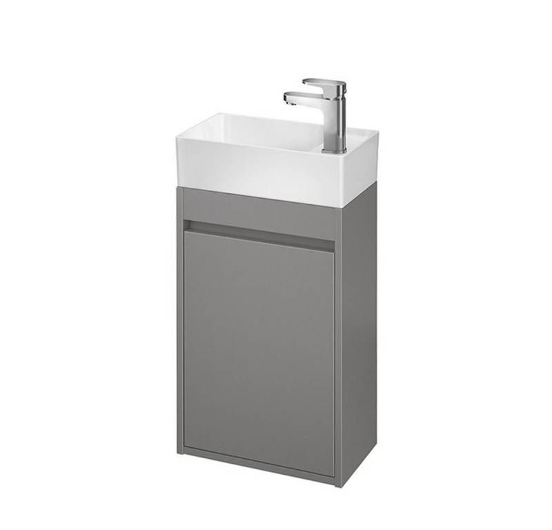 KOLMAN Waschbeckenunterschrank Badmöbel Set CREA 40 Badezimmerschrank mit Türen & Keramikwaschbecken von KOLMAN