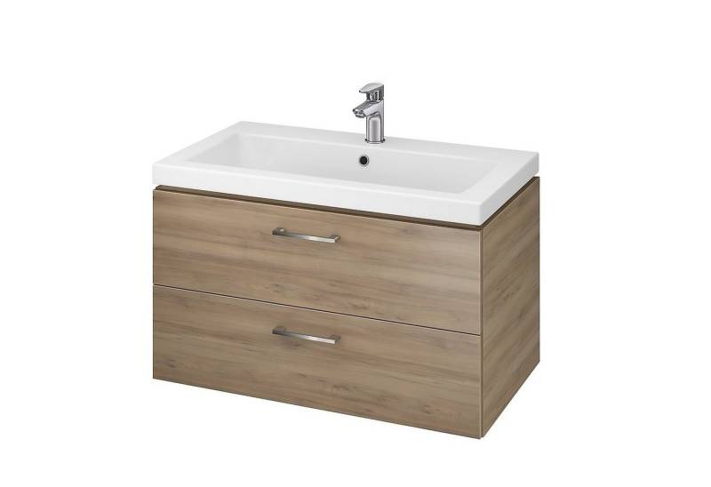 KOLMAN Waschbeckenunterschrank Badmöbel Set LARA COMO 80 Badezimmerschrank mit Schubladen & Keramikwaschbecken von KOLMAN