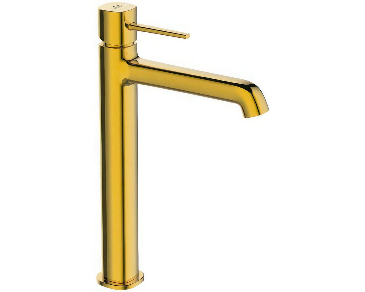 KOLMAN Waschtischarmatur POLA Waschbecken Wasserhahn Hoch Mischbatterie mit Click-Clack in Gold von KOLMAN