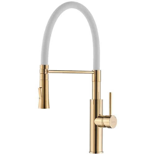 KOLMAN Wasserhahn Küche Spültischarmatur Silber-Schwarz SHIRE Küchenmischer Höhe (Weiß-Gold) von KOLMAN