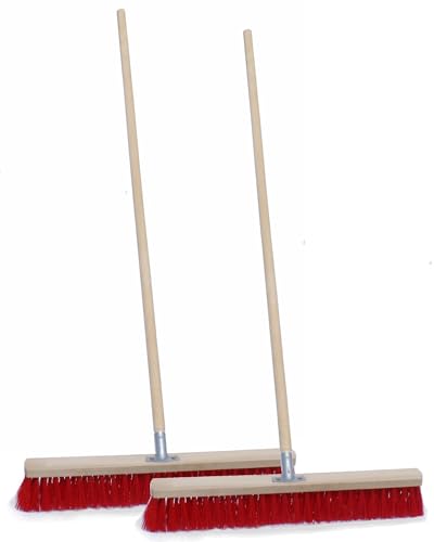Kolor 2 STK. Straßenbesen Industriebesen Kehrbesen, wählbare Breiten Gartenbesen, Besen für Straßen, Draußen, Hof & Garten, PVC Borsten, Metall-Stielhalter verschraubt (60 cm mit 130 cm Stiel) von Kolor