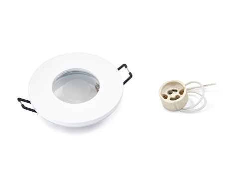 KOLORENO Einbaustrahler Einbauleuchte Oh Aqua Mini - 230 V~50 Hz - LED Einbauleuchte 11,5 x 9 x 4 cm + GU10 Fassung 3 x 3 x 3 cm - Fest - Rund - Weiß von KOLORENO