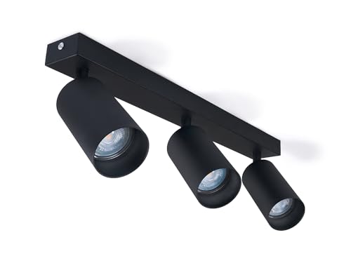 KOLORENO Halogen-Anbauleuchte Viki - Aufbauleuchte Wand und Decke - Aufbauleuchte Aufbaustrahler GU10 - Aufbauleuchte Strahler Lampe x3 - Deckenstrahler aus Metall - Schwarz, 400 x 164 x 40 mm von KOLORENO
