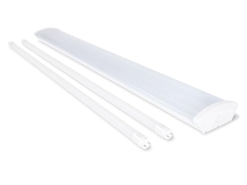 KOLORENO Hermetische Leuchte 2x120cm und 2x LED-Leuchtstoffröhre 18W - Lampe Deckenstrahler - Leuchtstoffröhre LED - Leuchtstofflampe - Universalbeleuchtung - Farbe Weiß - Warmweiß (3000K) von KOLORENO