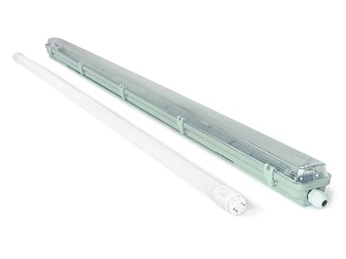 KOLORENO Hermetische Leuchte für LED T8-Leuchtstofflampen Grau - 1x120cm - Lampe Deckenstrahler - Leuchtstoffröhre LED - Leuchtstofflampe - mit 1x LED-Leuchtstoffröhre 18W - Kaltweiß (6000K) von KOLORENO