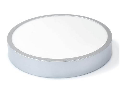 KOLORENO Leistungsstarke Beleuchtung Modern 24W - Rundes LED-Panel für Oberflächenmontage - Ladenlampe - Aufputz-LED-Panel - Neutralweiß (4500K) - Silber - Φ225x35mm von KOLORENO
