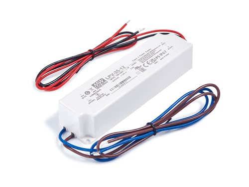 KOLORENO Netzgerät LED Mean Well - Hutschienen Netzteil mit 12V, 35Watt, 3A, LPV-35-12 - Schutzart IP67 - Hutschienen Netzteil LED-Rail - Überspannungsschutz - Passivkühlung - 30x40x150mm von KOLORENO