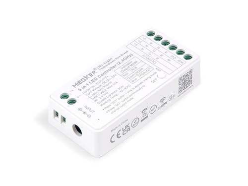 Mi-Light FUT037S+ 2.4GHz 5in1 - Zonencontroller - für MONO LED-Streifen, CCT, RGB, RGBW und RGB+CCT - App-Zusammenarbeit - Fernlichtsteuerung - Touch - Weiß - IP20-75x37x17 [mm] von KOLORENO