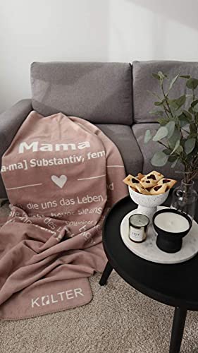 KOLTER Vegane Kuscheldecke Wolldecke aus 100% Bio-Baumwolle (KBA-Baumwolle) Mama Liebesbriefkolter Geschenk für die Mama Sprüchedecke Mama von KOLTER