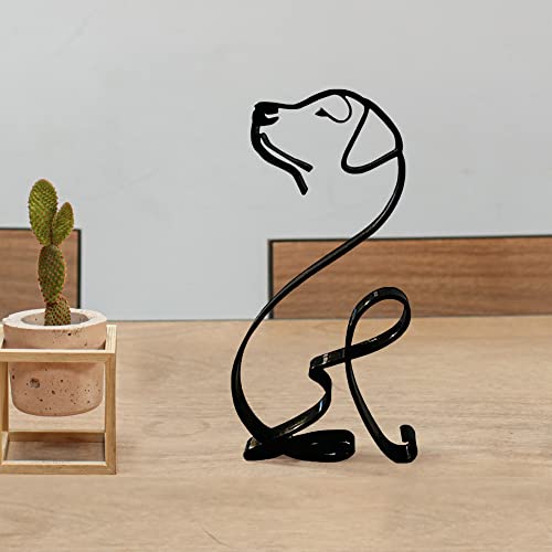 KOLYMAX minimalistische Kunst-Wandskulptur, abstrakter Metalldraht, geometrische Hundeleine Zeichnung Kunststatue, (Labrador Retriever), Schwarz, 3.34x6.65inch/8.5*16.9CM von KOLYMAX