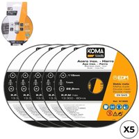 Trennscheiben 5er Set Eisen und Edelstahl ø115 x 1 x 22,2 cm Trennscheiben 5er Set Eisen und Edelstahl ø115 x 1 x 22,2 cm von KOMA TOOLS