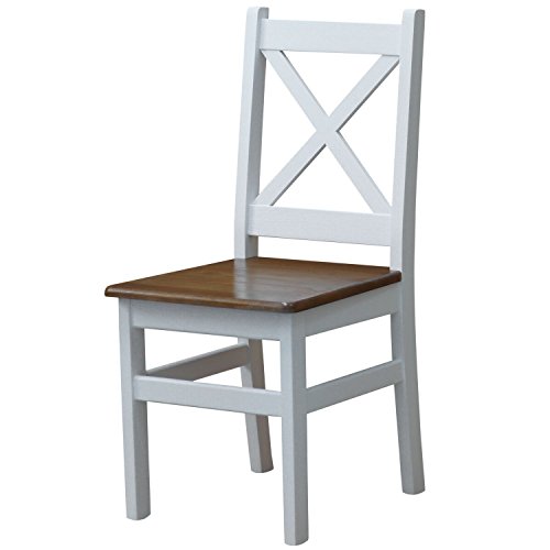 Stuhl Kreuzstuhl weiß MASSIV Kiefer Holz -NEU Landhausstil MASSIVHOLZ (Eiche) von k koma