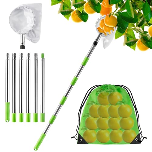 KOMABLEN 2.4M Obstpflücker mit Teleskopstiel, Apfelpflücker mit Edelstahl Teleskoppfahl und Baumwollbeutel, Obstsammler Pflückhilfe, Kirschpflücker für Birnen, Citrus, Orange KOMABLEN 2.4M Obstpflücker mit Teleskopstiel, Apfelpflücker mit Edelstahl Teleskoppfahl und Baumwollbeutel, Obstsammler Pflückhilfe, Kirschpflücker für Birnen, Citrus, Orange von KOMABLEN