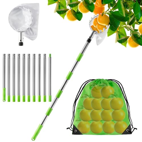 KOMABLEN 4M Obstpflücker mit Teleskopstiel, Apfelpflücker mit Edelstahl Teleskoppfahl und Baumwollbeutel, Obstsammler Pflückhilfe, Kirschpflücker für Birnen, Citrus, Orange Fruit Picker Diameter 16 cm KOMABLEN 4M Obstpflücker mit Teleskopstiel, Apfelpflücker mit Edelstahl Teleskoppfahl und Baumwollbeutel, Obstsammler Pflückhilfe, Kirschpflücker für Birnen, Citrus, Orange Fruit Picker Diameter 16 cm von KOMABLEN