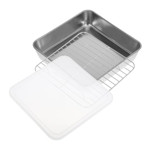 KOMBIUDA 1 Set Edelstahl Grillpfanne Gefrierschrank Gemüsebräter Kochdeckel Rechteckiges Backgeschirr Ofen – Cool Dumpling Bbq Bräter Fischgrillkorb Bbq Backgeschirr Kieselgel von KOMBIUDA