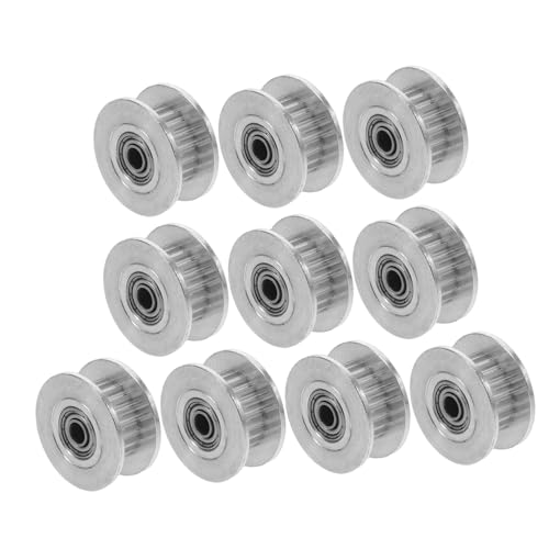 KOMBIUDA 10 Stück 3 Mm Bohrung Riemenscheibe Zahnriemenscheibe Für Maschinen Umlenkrolle CNC Mechanische Riemenscheibe 3 Mm Bohrung Umlenkrolle 20 Zähne Silber von KOMBIUDA