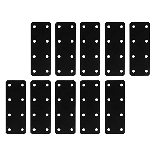 KOMBIUDA 10 Stück Teiliges Flacher Verstärkungswinkel aus Massivem Eisen Schwarz Oxidiert Rost Korrosionsbeständig Gerade Verbindungsplatten für Möbelreparatur Ablagen Tische Schränke von KOMBIUDA