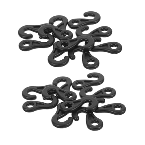 KOMBIUDA 100 Stück Bungee Haken aus Pom Kunststoff Windfeste Zelthaken mit Elastischem Abspannseil Wetterbeständige Zeltseil Befestigung für Camping Outdoor Zeltnähe Schwarz Muster von KOMBIUDA