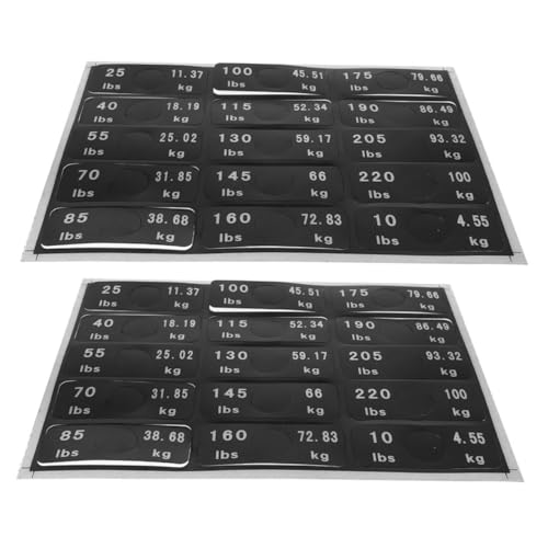 KOMBIUDA 2 Sätze Gewichtsetiketten Aufkleber mit Nummern für Fitnessgeräte Selbstklebende Gewichtslabels mit Vorgefertigten Löchern Kompatibel für Krafttrainingsmaschinen und von KOMBIUDA