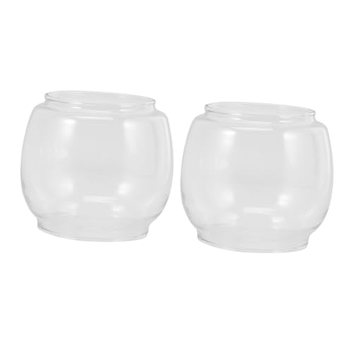 KOMBIUDA 2 Stück Glas öllampenschirm Transparenter Kerosin Lampenschutz Vintage Runder Ersatzschirm für Petroleumlampe Robustes Glas für Outdoor und Wohnraumdekoration von KOMBIUDA