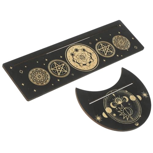 KOMBIUDA 2 Stück Holz Tarot Kartenhalter Mondform Design Stabile Tarot Kartenständer für Zuhause Altar oder Meditationsraum für Lesungen und Dekoration von KOMBIUDA