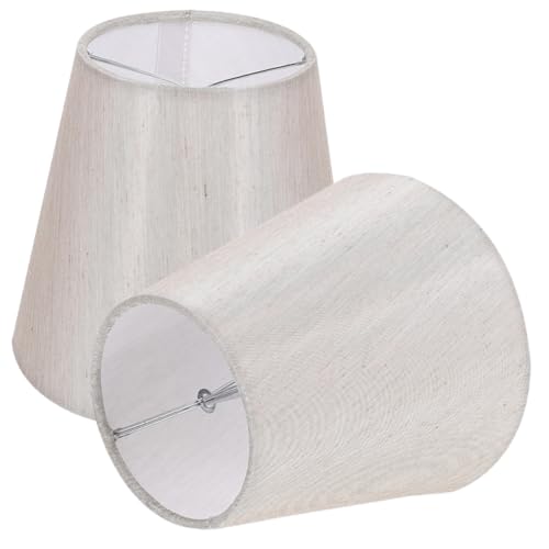 KOMBIUDA 2 Stück Kleine Stoff Lampenschirme zum Aufclippen Retro Lichtabdeckung für Tisch Steh Wand und Pendelleuchten Dekorativ Staubgeschützt Einfache Montage Hellgrau von KOMBIUDA