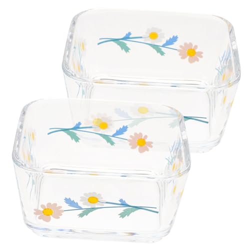 KOMBIUDA 2 Stück Meerschweinchen Napf aus Glas Kippsichere Futterschale für Hamster Chinchilla und Kleine Haustiere Glatte Oberfläche Sichere Futterstation in Weiß mit Blumenmuster von KOMBIUDA