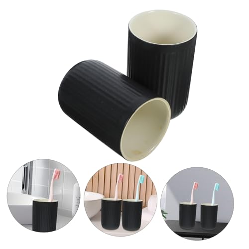 KOMBIUDA 2 Stück Vintage Keramik Zahnputzbecher mit Geriffeltem Design Wiederverwendbare Mundspülbecher Stabiler Badezimmerbecher für Zahnbürsten und Mundspülung Schwarz Klein Praktisch KOMBIUDA 2 Stück Vintage Keramik Zahnputzbecher mit Geriffeltem Design Wiederverwendbare Mundspülbecher Stabiler Badezimmerbecher für Zahnbürsten und Mundspülung Schwarz Klein Praktisch von KOMBIUDA